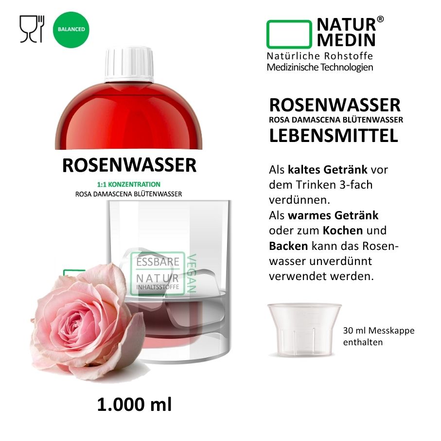 Rosenwasser zum Backen LEBENSMITTEL 1000ml PET