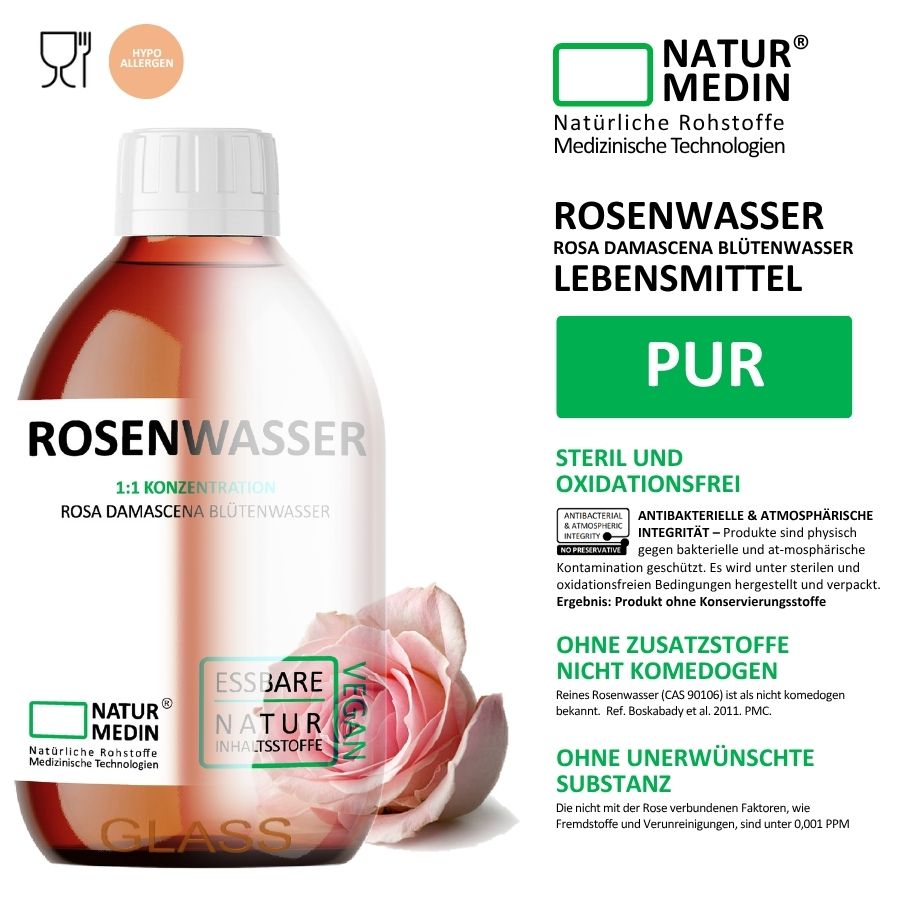 Rosenwasser zum Backen LEBENSMITTEL 500ml GLAS