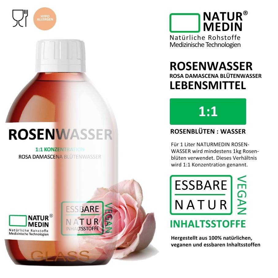 Rosenwasser zum Backen LEBENSMITTEL 250ml GLAS