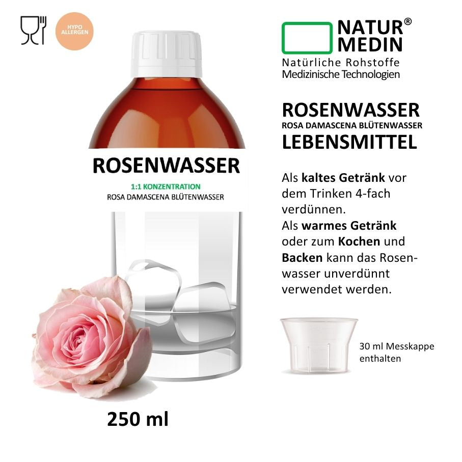 Rosenwasser zum Backen LEBENSMITTEL 250ml GLAS
