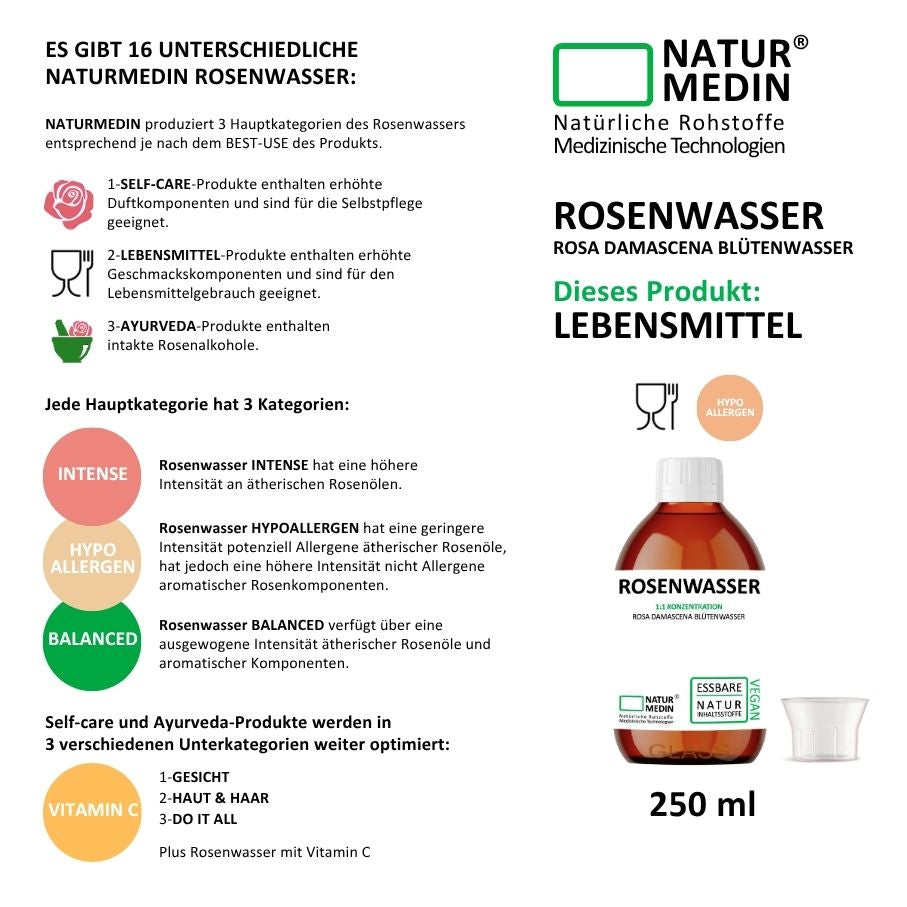 Rosenwasser zum Backen LEBENSMITTEL 250ml GLAS