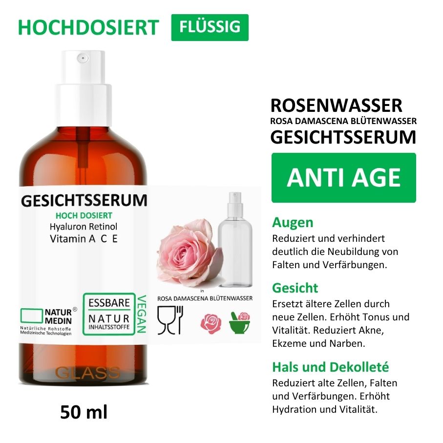 Gesichtsserum Hyaluron Retinol Vitamin A C E Anti-Aging 100% Natur