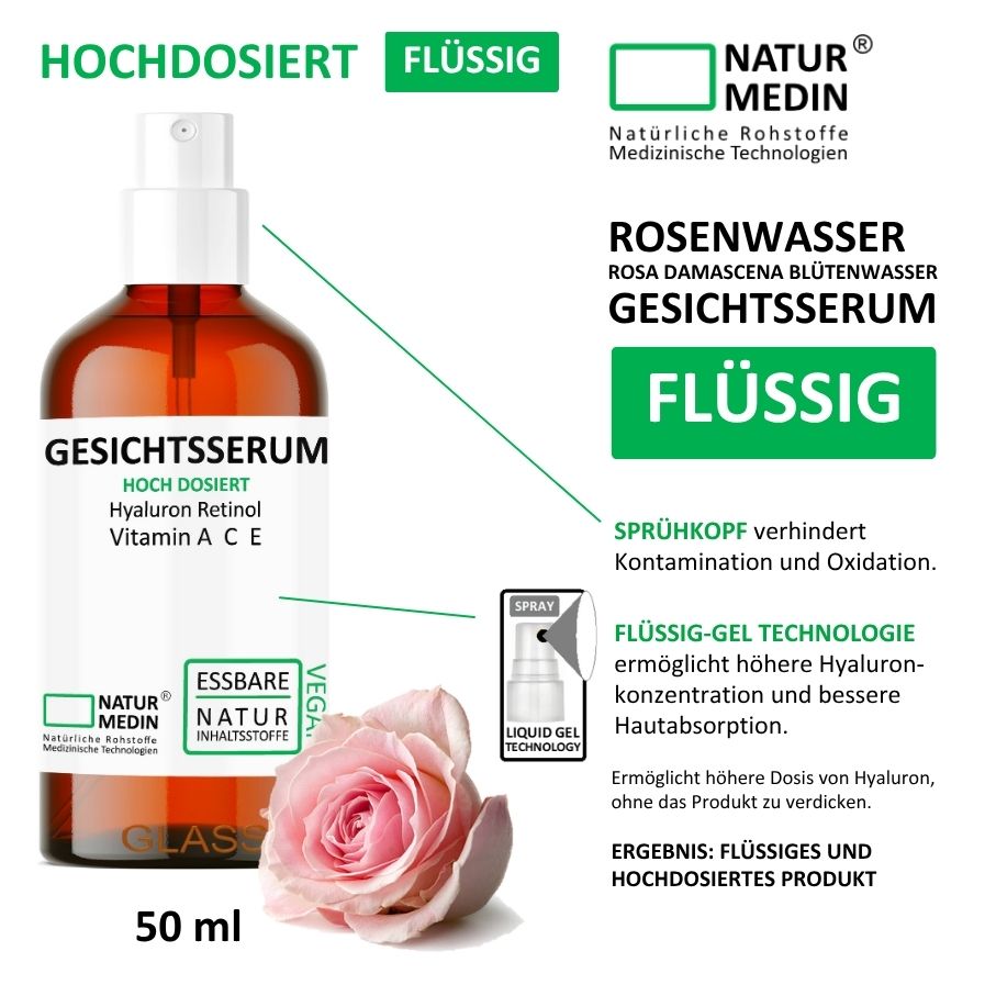 Gesichtsserum Hyaluron Retinol Vitamin A C E Anti-Aging 100% Natur
