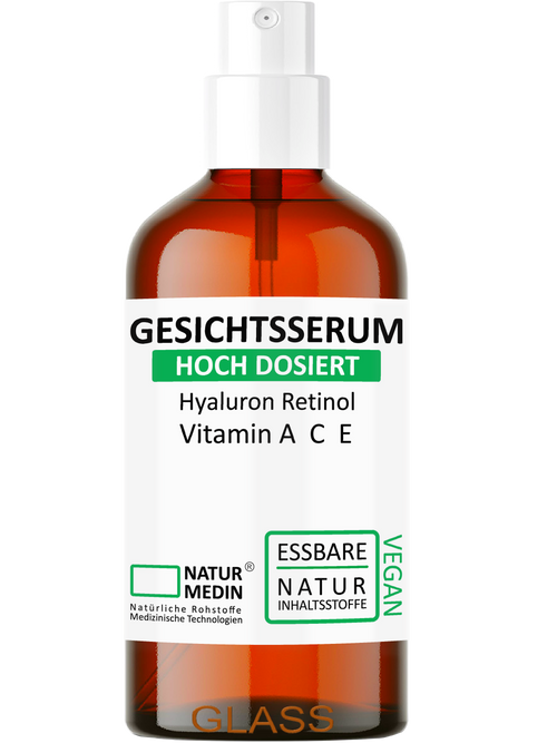 Gesichtsserum Hyaluron Retinol Vitamin A C E Anti-Aging 100% Natur