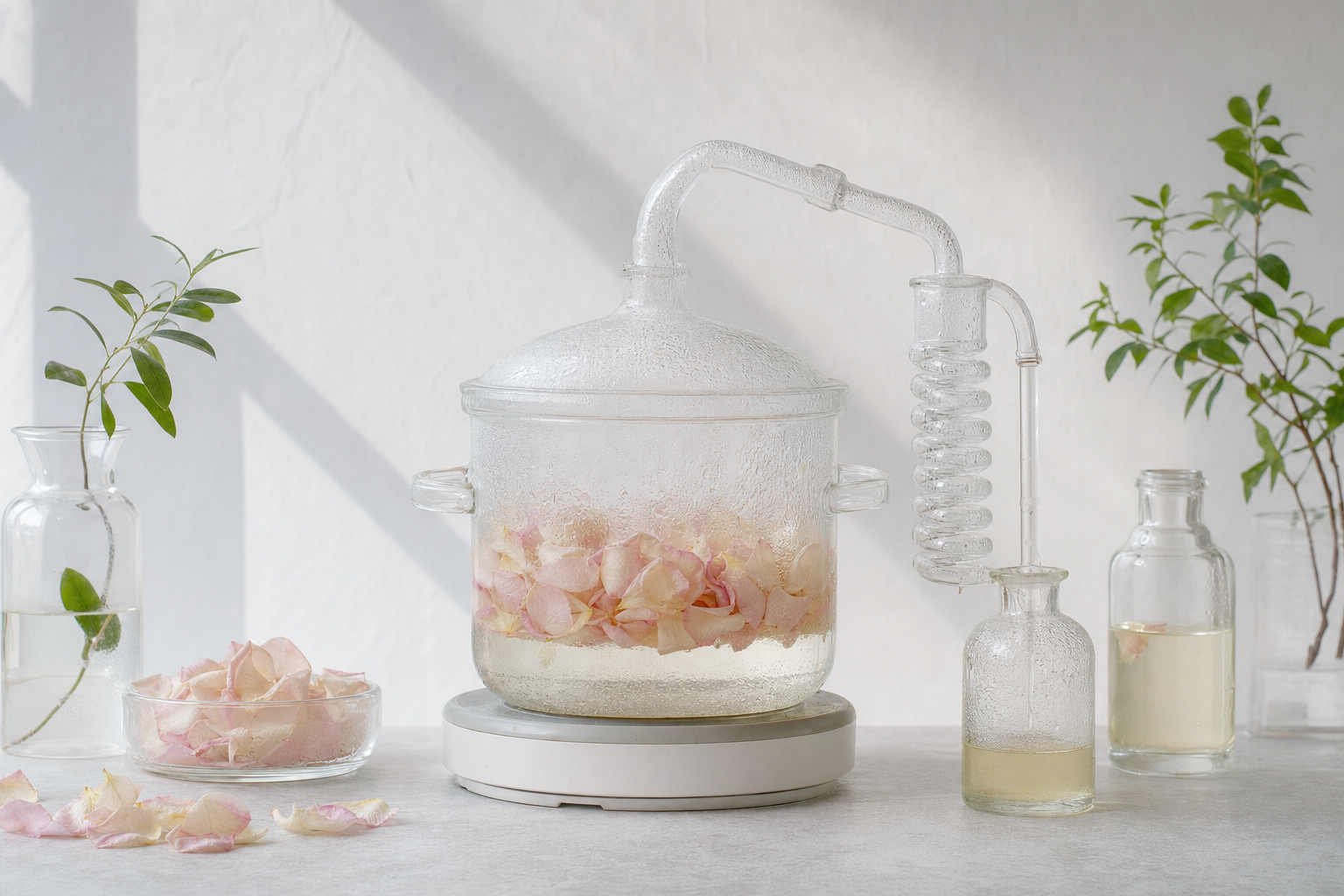 Herstellung von Rossenwasser 