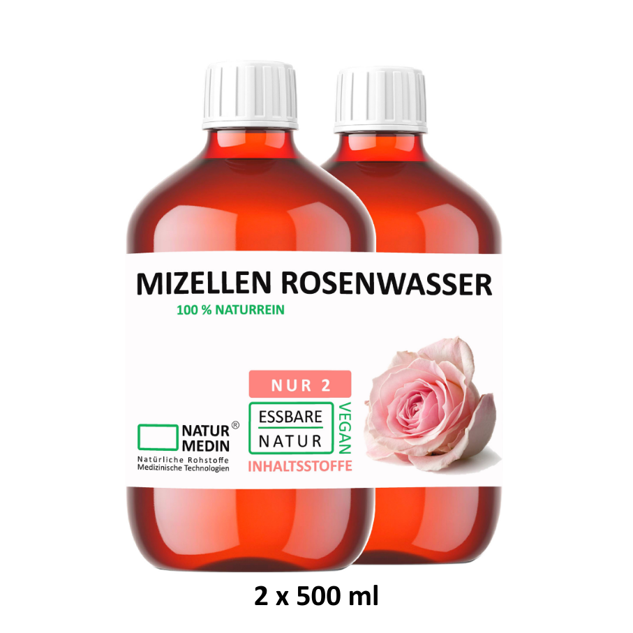 Mizellenwasser mit Rosenwasser – natürlicher Make-up-Entferner zur sanften Reinigung & Pflege  (100% Natur)