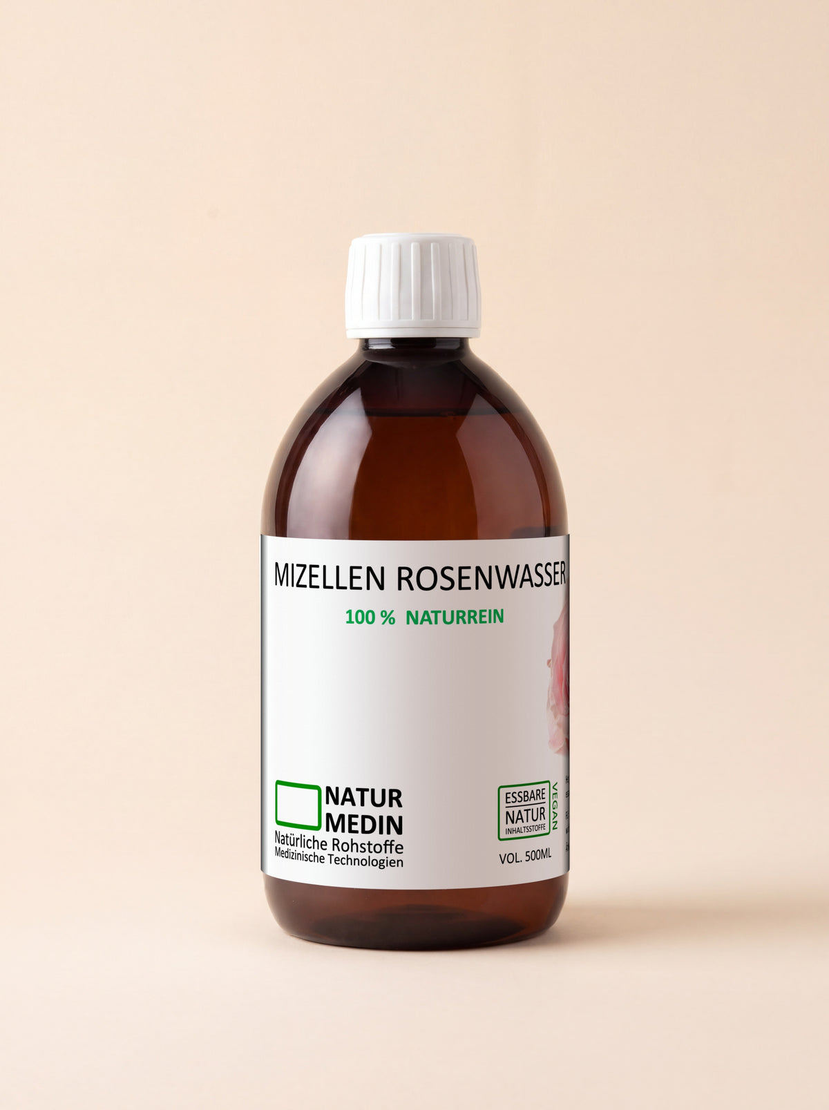 Naturmedin Mizellen Rosenwasser 500 ml PET, Produktbild (KI-generiert)