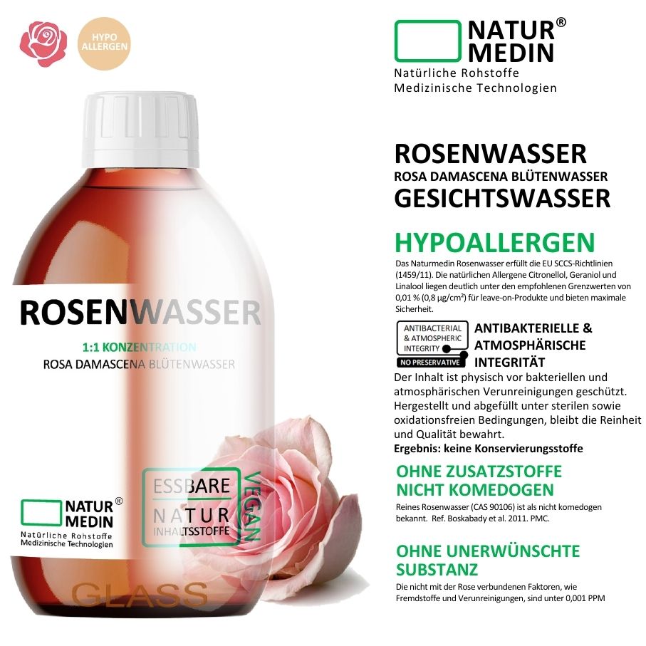Rosenwasser - Erfrischendes Gesichtswasser - 100% Natur - GLASS