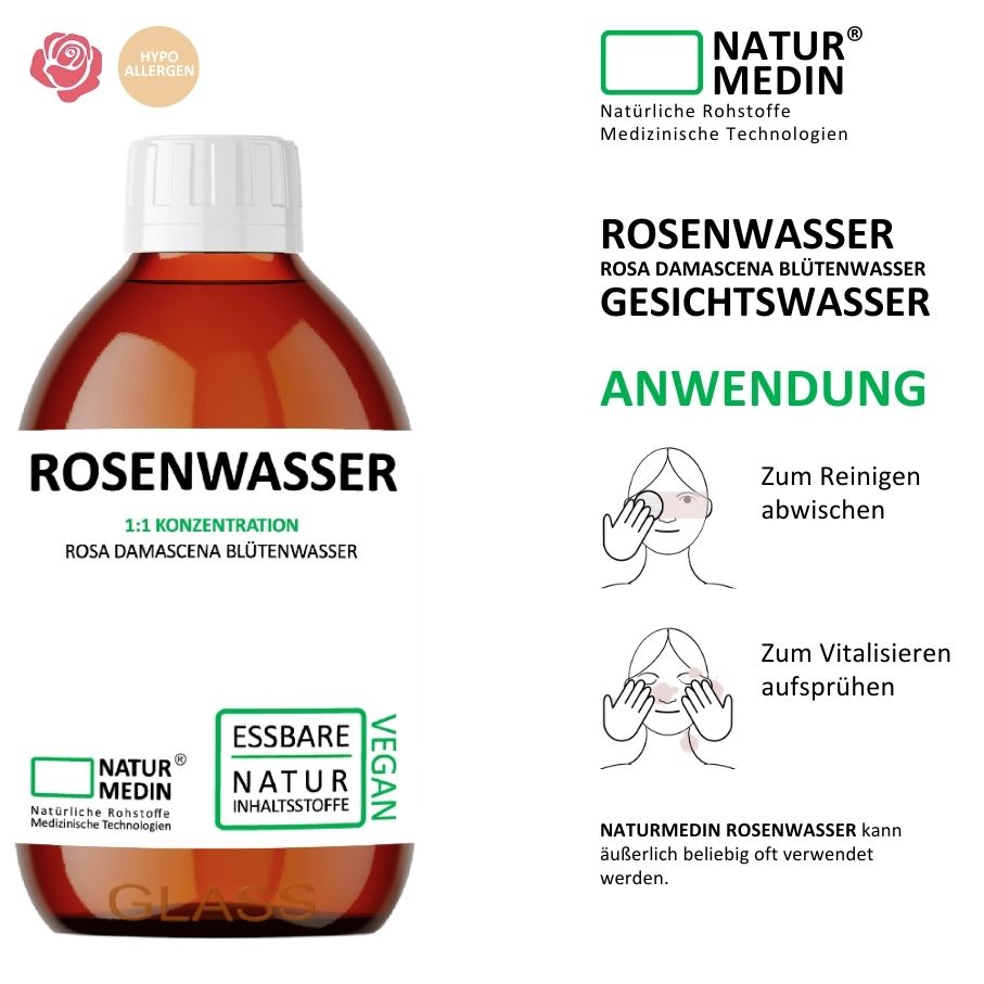 Rosenwasser - Erfrischendes Gesichtswasser - 100% Natur - GLASS