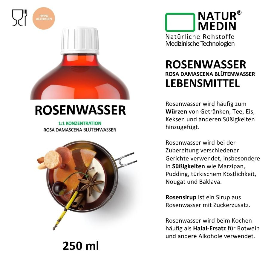 Rosenwasser zum Backen LEBENSMITTEL 250ml PET