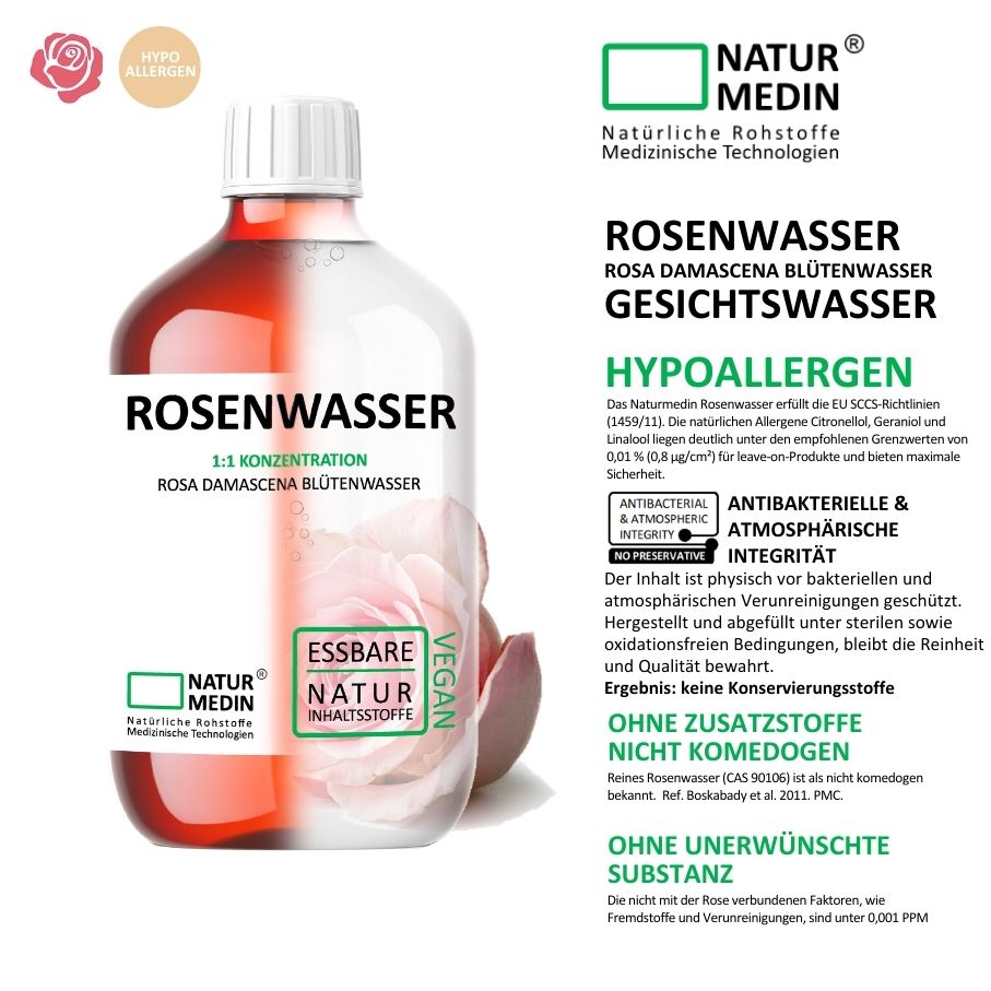 Rose water – care in dermatological purity