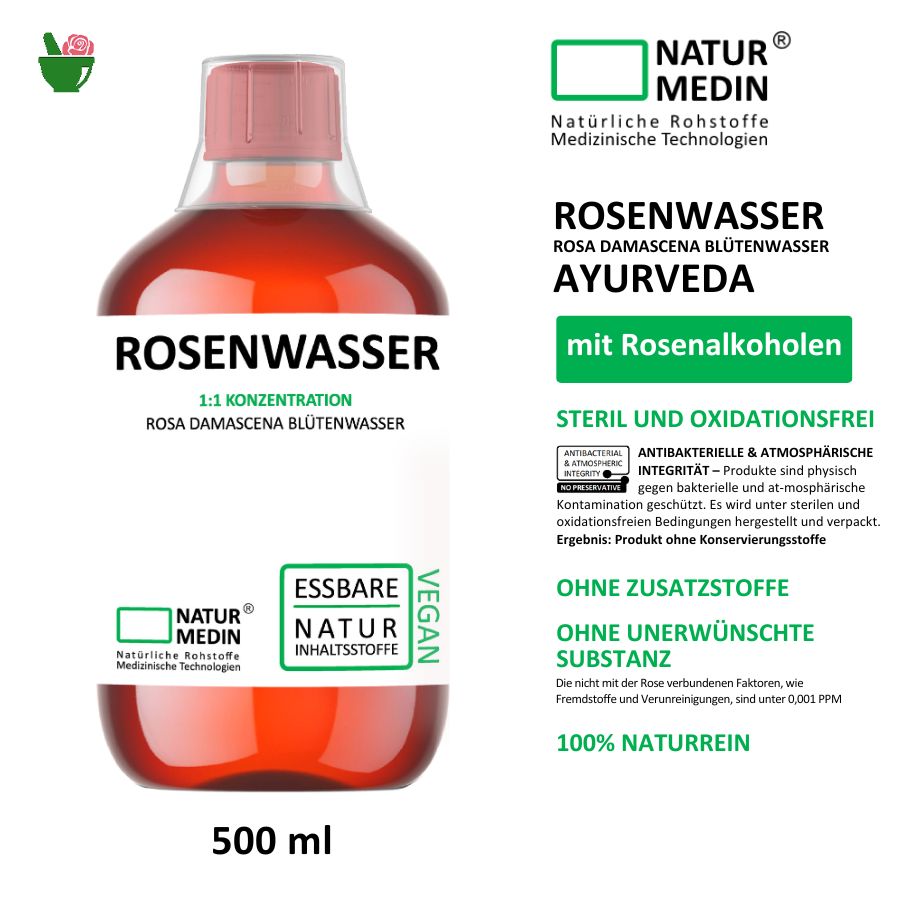 Rosenwasser Toner für Gesicht. Feuchtigkeit. 100% Natur.