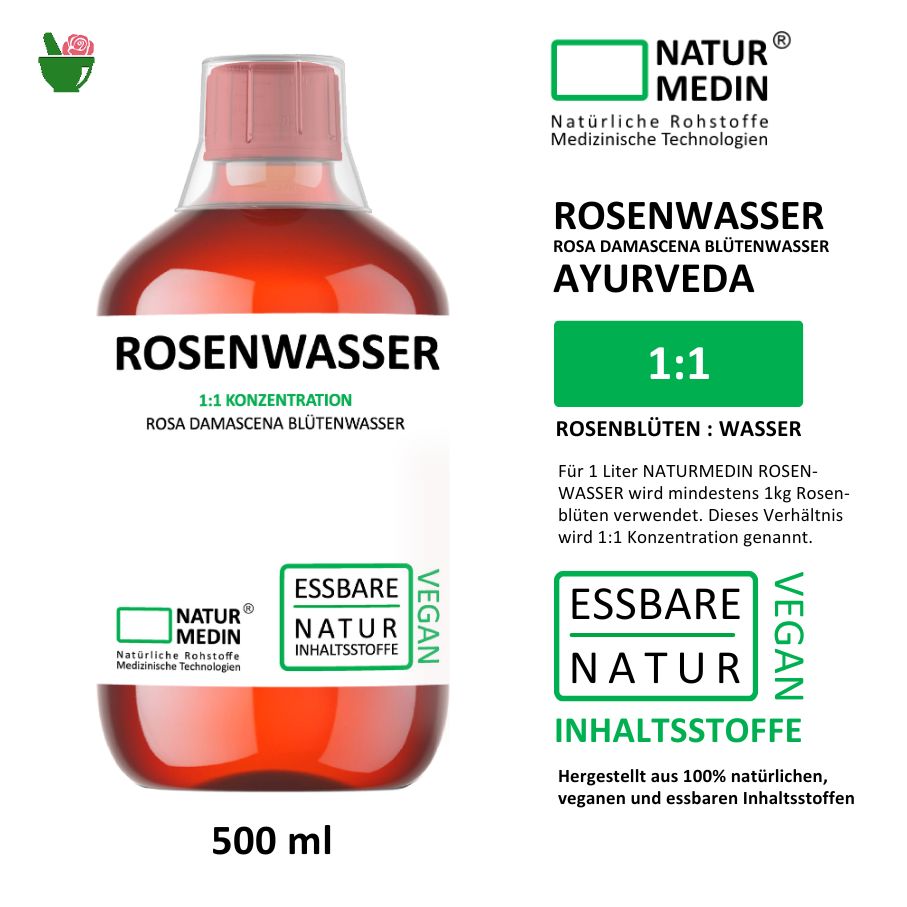 Rosenwasser Toner für Gesicht. Feuchtigkeit. 100% Natur.
