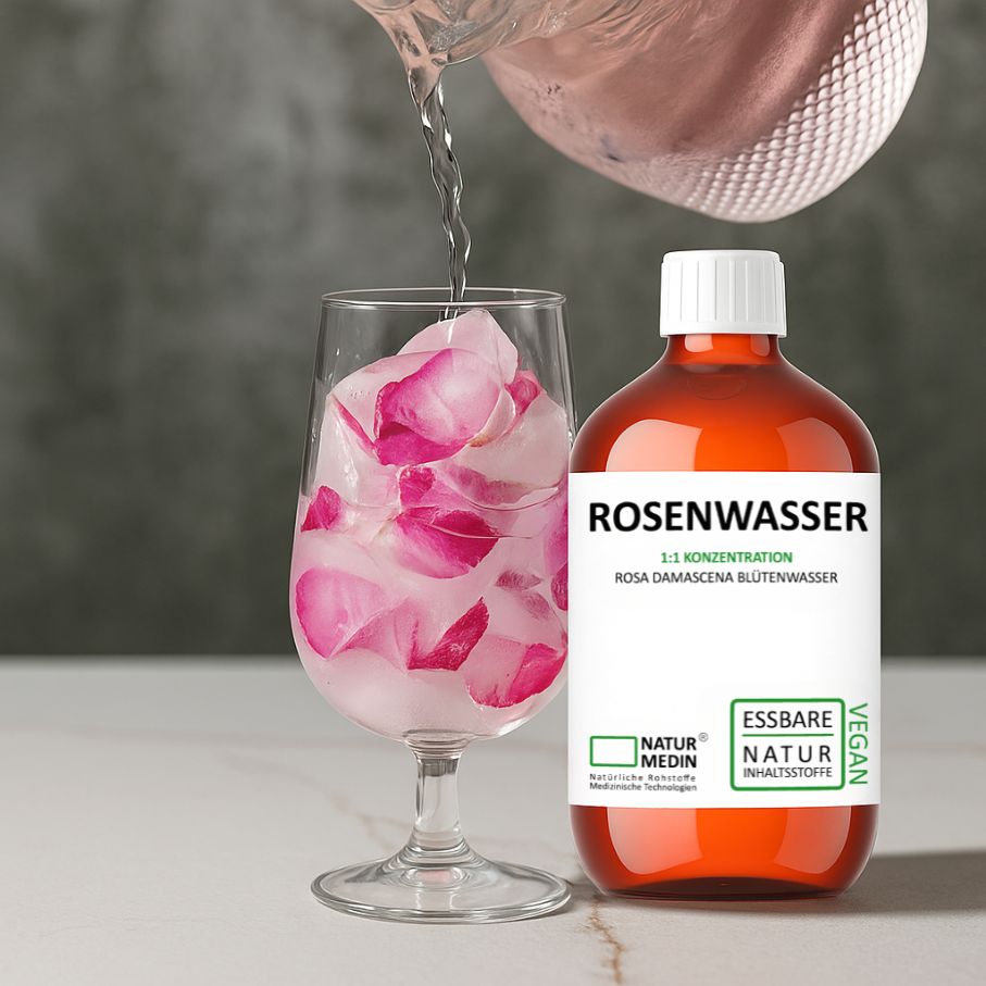 Rosenwasser Krug Glas Rosenblüten