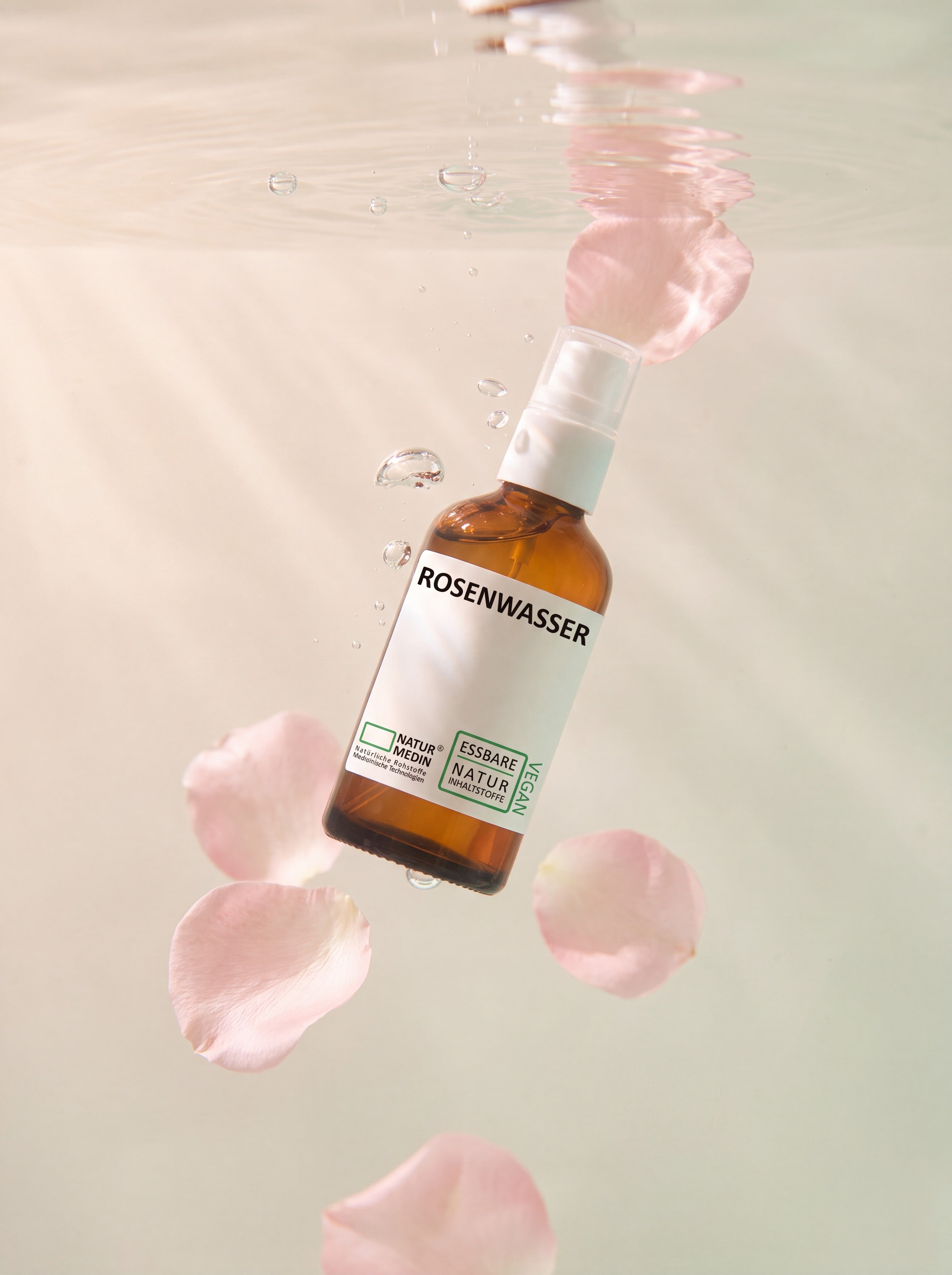 Naturmedin Rosenwasser Spray 50 ml – 100% naturreines Gesichtswasser für Haut, Haare und empfindliche Haut