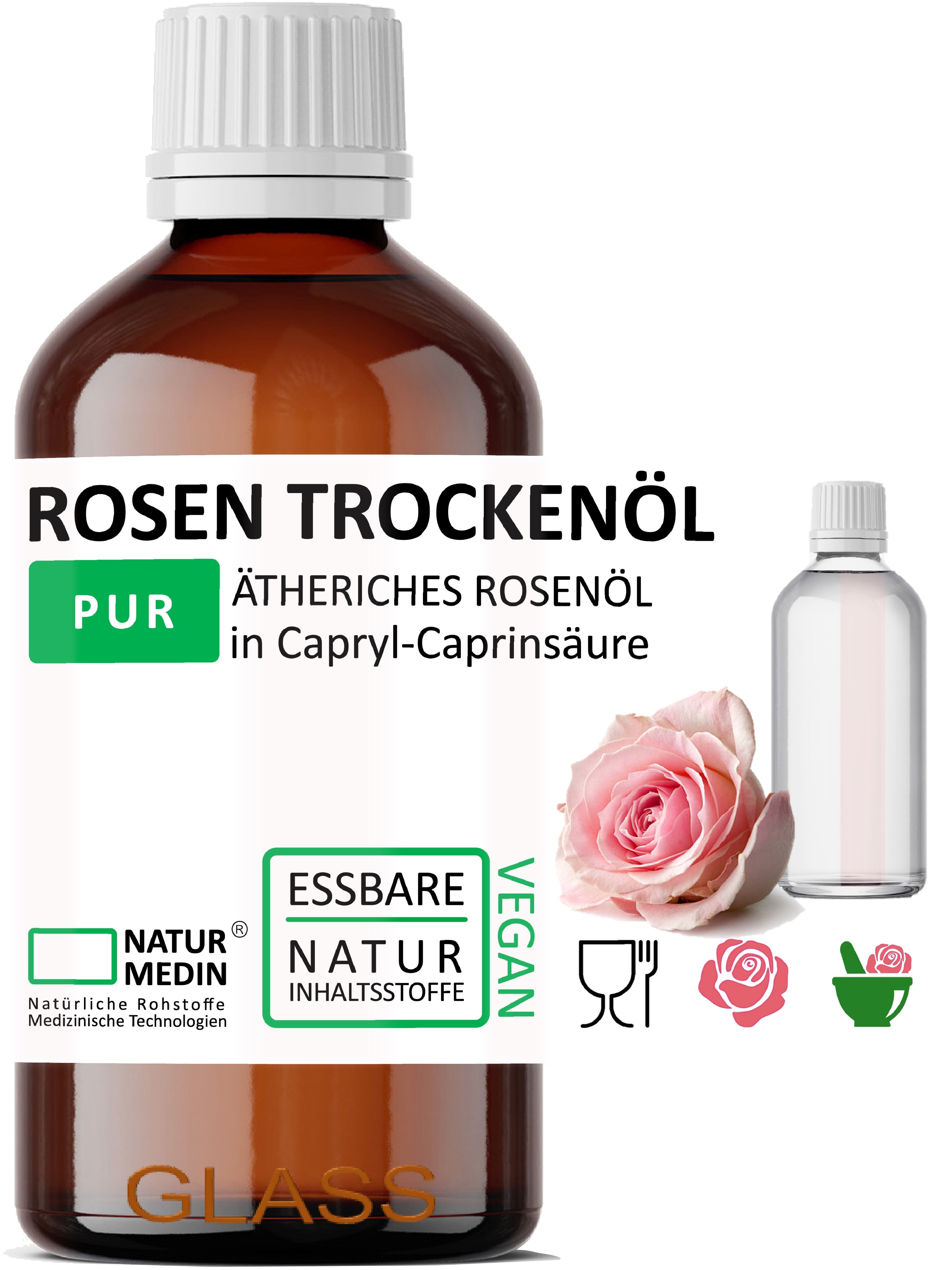Rosen Trockenöl. ESSBAR 100% Naturrein